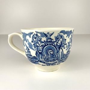 Alfred Meakin Blue Fair Winds Porcelain Sailors Farewell / New York Seal Cup Mug